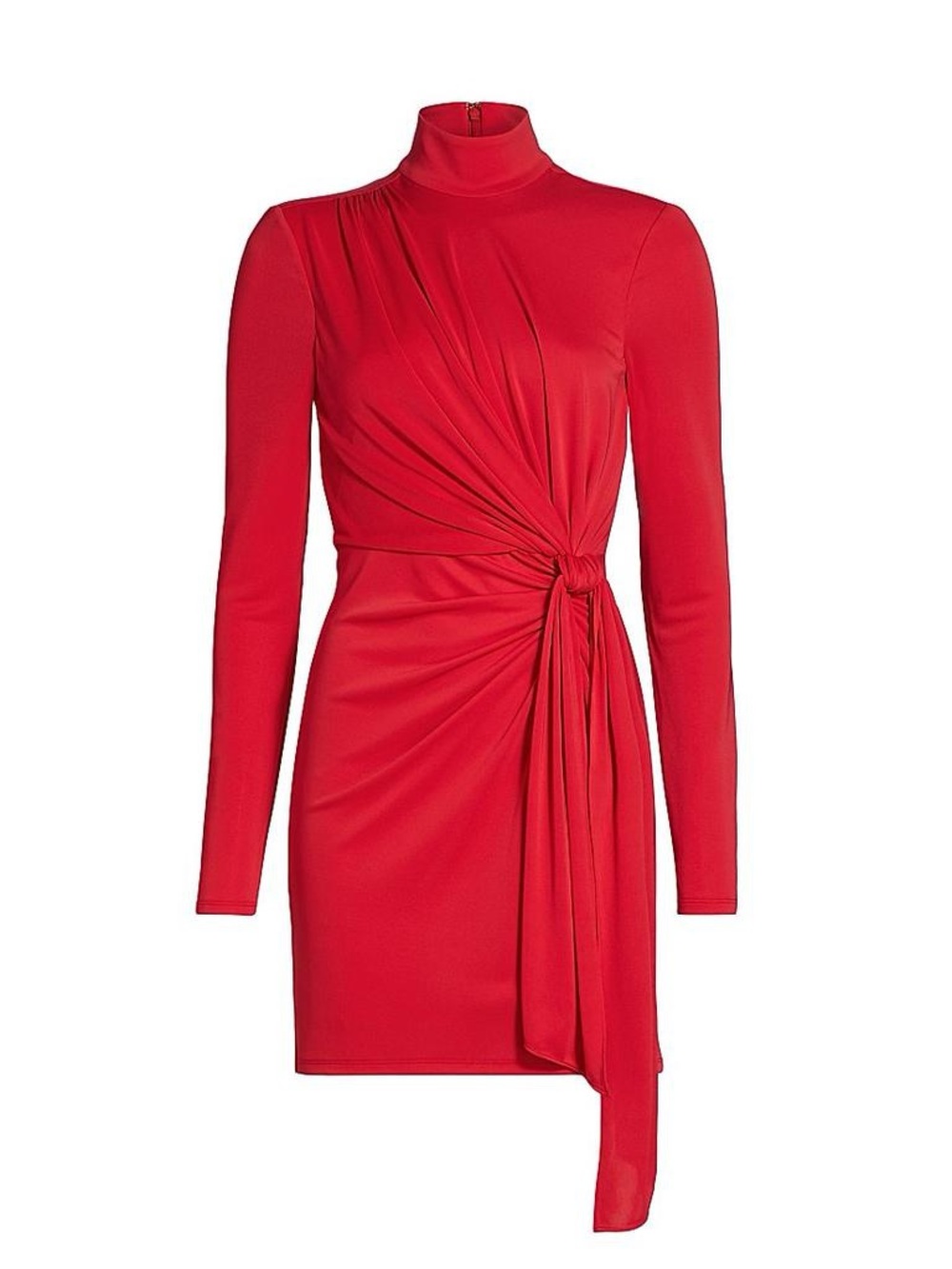 NWT $395 Cinq A Sept Joelene Knot Front Long Sleeve Red Knit Minidress Size 12